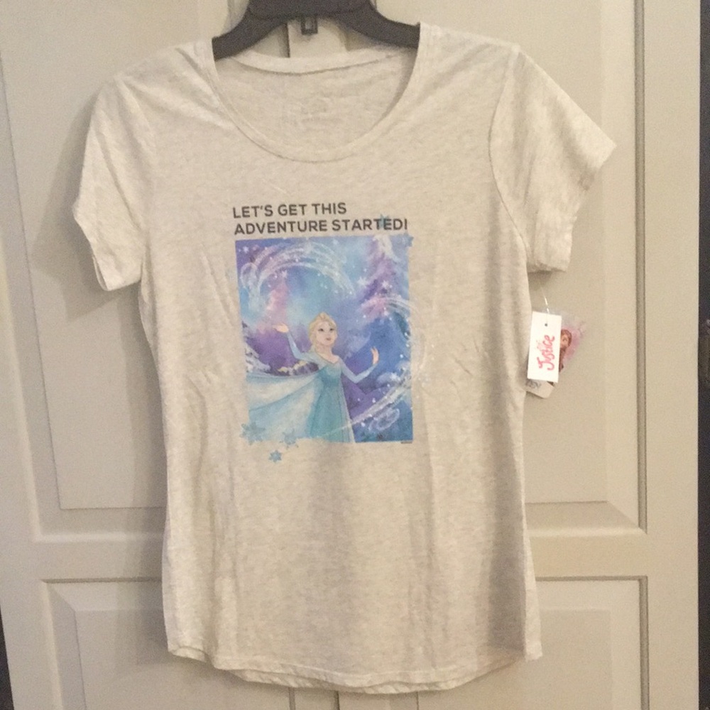 Justice Frozen Elsa Graphic Tee Gray Heather - Picture 1 of 5